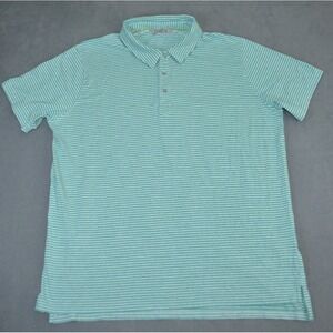 tasc Performance Polo Shirt Mens 2XL Gray/Green Stripe Organic Cotton Bamboo